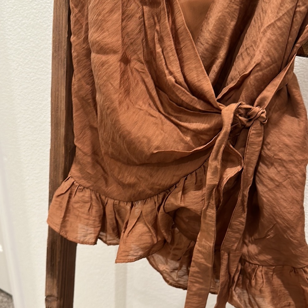 Express Satin Ruffle Wrap Cami - Picture 4 of 6